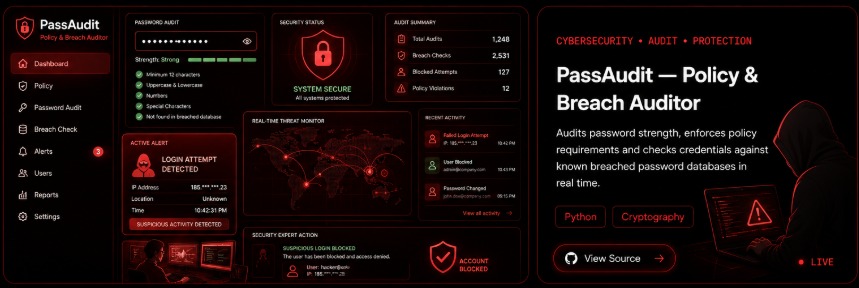 PassAudit — Policy & Breach Auditor Dark Theme